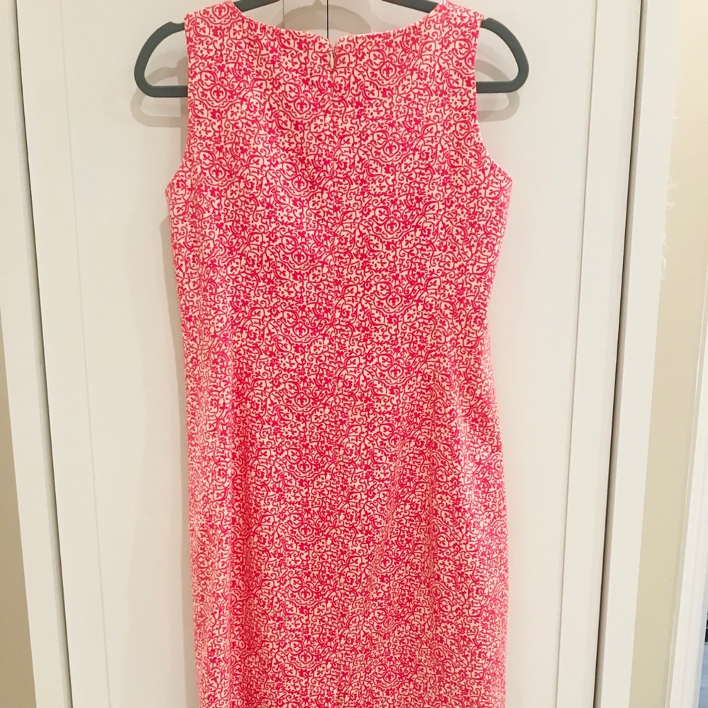 Sheath, paisley print, navy lace fabric on bottom